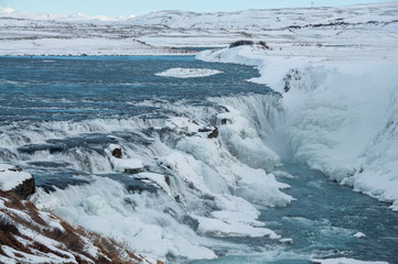Gullfoss cascade en Islande en Hiver