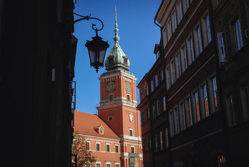 ower of Royal Castle located ont he Castle Square on the Old Town of Warsaw city, Poland