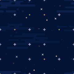 Space print. Seamless vector pattern. Different colored planets of the Solar system and stars.