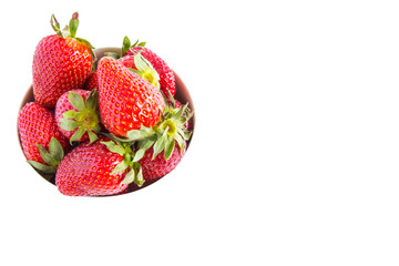 Strawberry isolated on white background. Red berries in a tray on a white background.