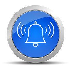 Alarm ringing bell icon blue round button illustration