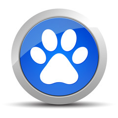 Animal paw print icon blue round button illustration