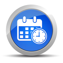 Appointment date calendar icon blue round button illustration