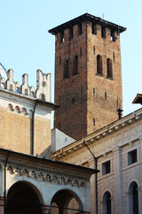 Fototapeta premium Padova, Italy, historical center, tower detail