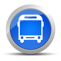 Bus icon blue round button illustration