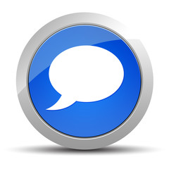 Chat bubble icon blue round button illustration