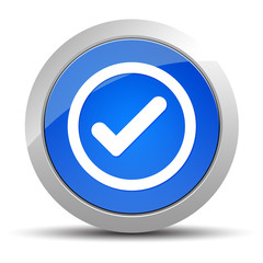 Check box icon blue round button illustration