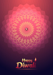 Happy Diwali festival vector background red light flower. Template postcard, poster, banner, flyer