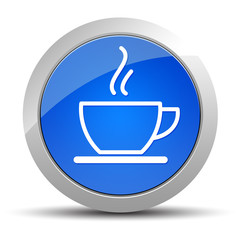 Coffee cup icon blue round button illustration