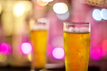 glass of beer on table