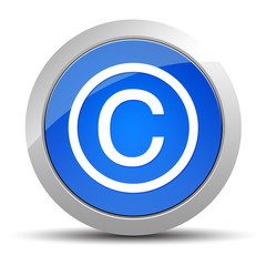 Copyright symbol icon blue round button illustration