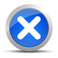 Cross icon blue round button illustration
