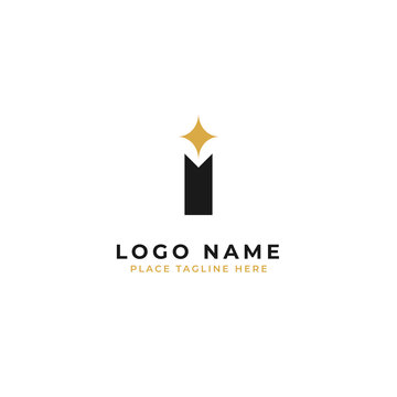Letter I logo template design. pole with sparkle star symbol vector illustration.
