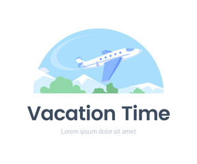 Vacation time web banner flat template