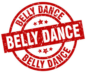 belly dance round red grunge stamp