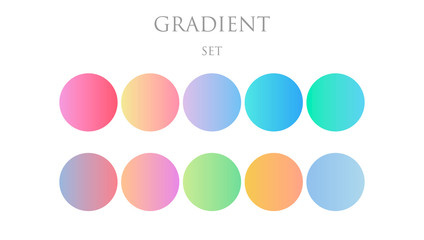  Set round gradient set with modern abstract backgrounds. Trendy soft color. Template with round gradient