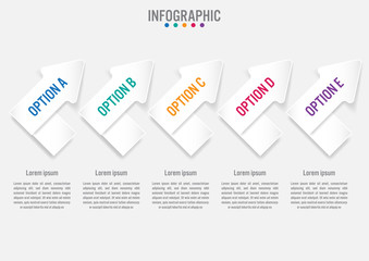 Business infographic template with 5 options arrows shape, Abstract elements diagram or processes and business flat icon, Vector business template for presentation.Creative concept for infographic..