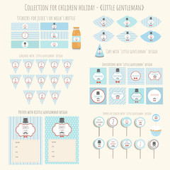 Collection of templates for children holiday with 