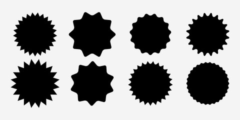 Sunburst label icons. Promo sale starburst sticker. Vector set of black star price tag. Vector illustration EPS10 