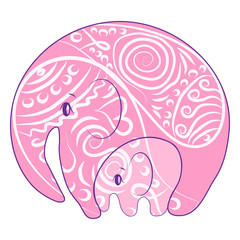 India - parsley patterned elephant, oriental Indian icon and illustration