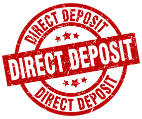 direct deposit round red grunge stamp