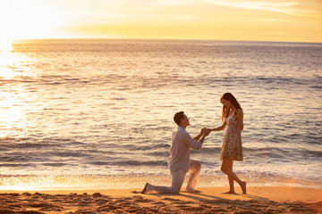 Young couple's moment of proposing