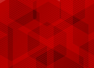 Abstract geometric hexagons overlapping red background with striped lines pattern. You can use for brochure, presentation, poster, leaflet, flyer, print, advertising, banner, website.