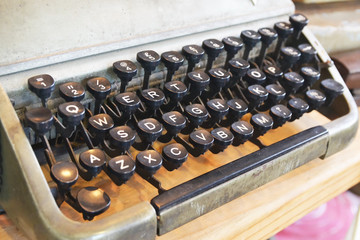 close up keyboard of old typewriter