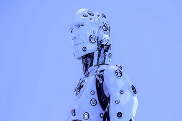 Blur background, no focusing -Abstract image for the background. Аrtificial intelligence robot in...