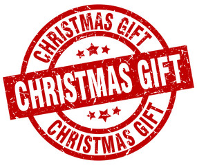 christmas gift round red grunge stamp