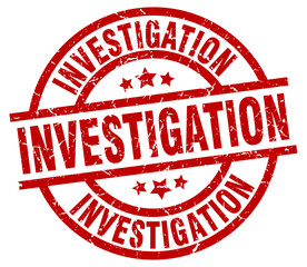 investigation round red grunge stamp