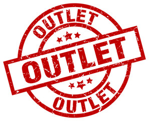 outlet round red grunge stamp