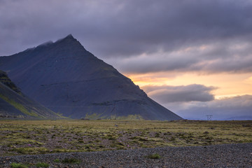 Evening view on the Mount Skalatindur in eastern Iceland