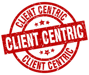 client centric round red grunge stamp