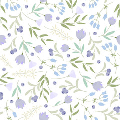 pattern with small colorful flowers on the white background.Summer floral vector