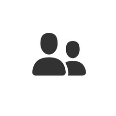 Person icon, two people vector sign, human group for social media, business staff symbol isolated on white.