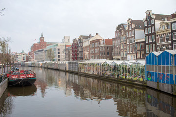 Colorful streets of famous Amsterdam, the Netherlands