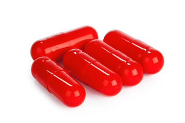 red pills isolated on white