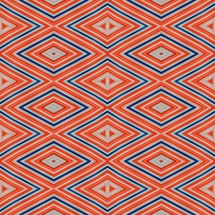 seamless diamond pattern with red, orange, beige, navy blue, light grey colors. repeating arabesque background for textile fashion, digital printing, postcards or wallpaper design.