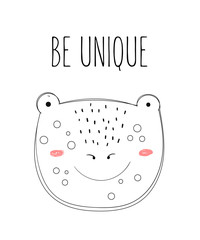 Vector poster with cute doodle frog for kids