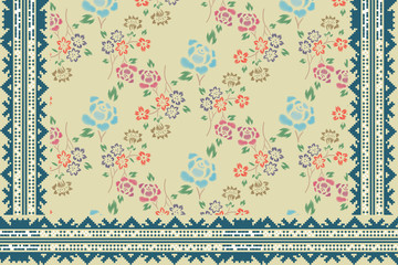 Cream Background Seamless Floral Vector Pattern