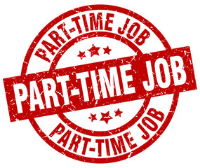 part-time job round red grunge stamp