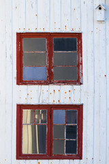 Nesting box on old wooden walls on Frøya in Norway