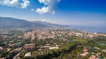 Fototapeta na wymiar Aerial view of Sorrento city, Meta, Piano coast, Italy, street of mountains old city, tourism concept