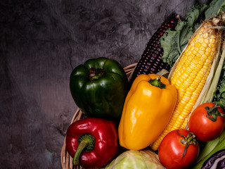 vegetable set with dark background