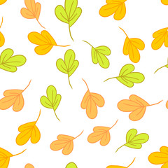 Seamless botaniacal pattern with colorful leaves, summer, autumn background.