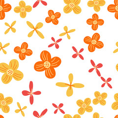 Hand drawn floral seamless pattern. Doodle background. Seamless cute illustration. Trendy textile, fabric, wrapping.