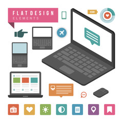 Flat infographic design elements and icons vector illustration.