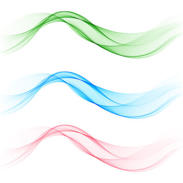 Set of stylish colored waves. Brochure template, design element © lesikvit