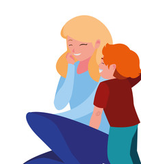 beautiful mother with son characters